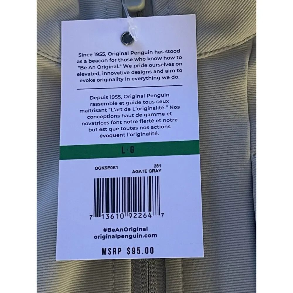 Original Penguin Neutral Beige Sport Lightweight Full Zip Jacket Size Large‎ NWT